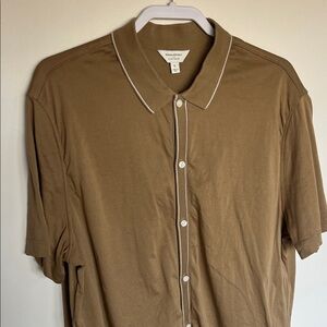Banana Republic Tan Polo Shirt with White Accents